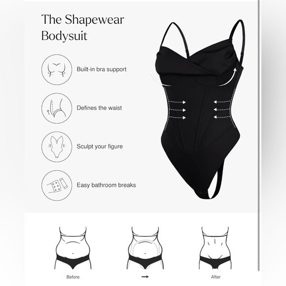 Popilush Corset Bodysuit for Women Tummy Control Shapewear Cowl Neck Tops Thong - Picture 5 of 10